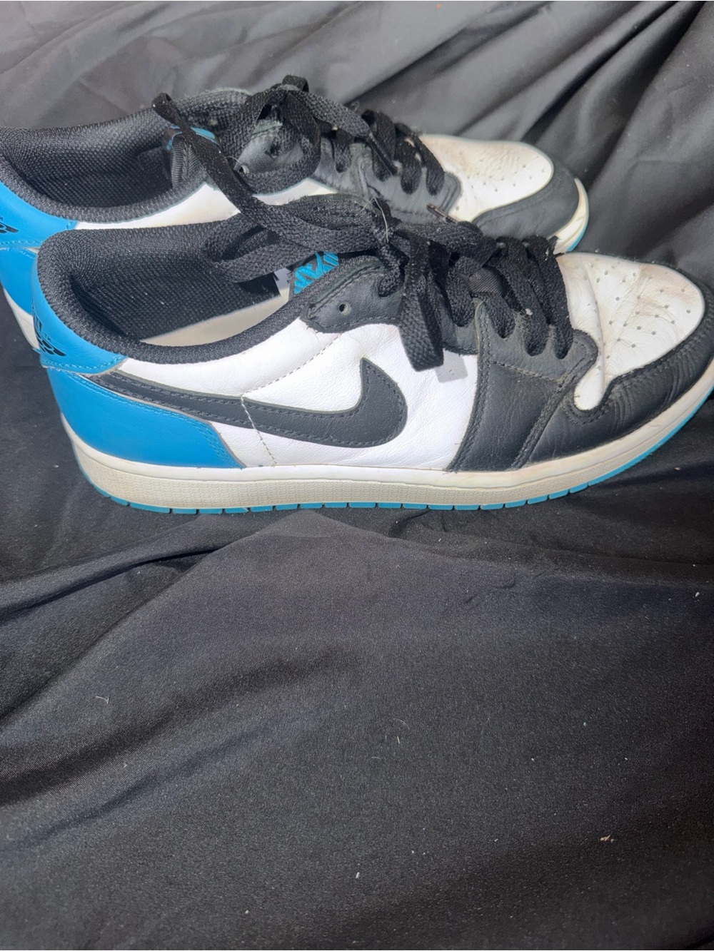Air Jordan 1 Retro Low OG "UNC" (Black/Dark Powder Blue) CZ0775-104 Men's Size 9